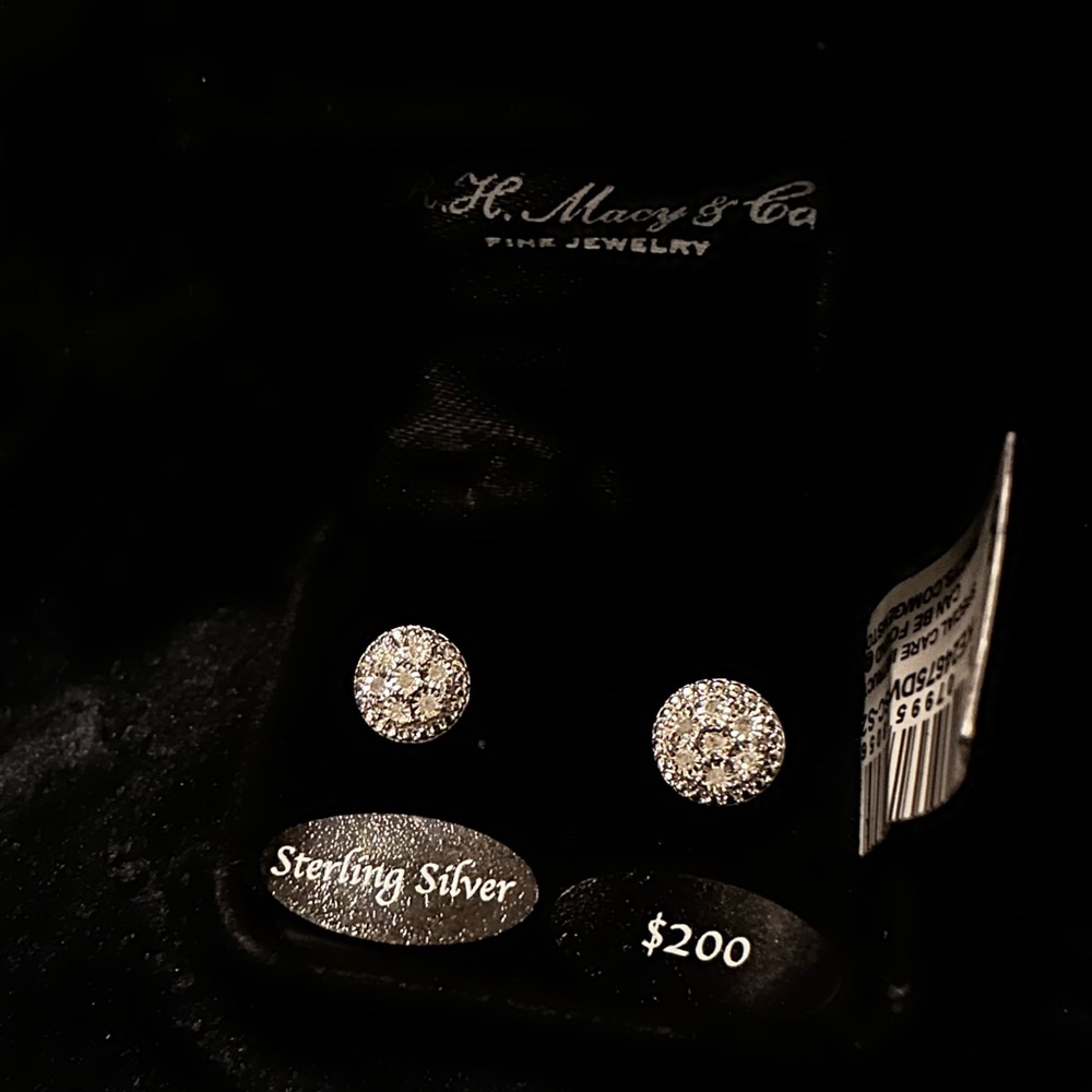 2 pairs of sterling silver bridge diamond earrings